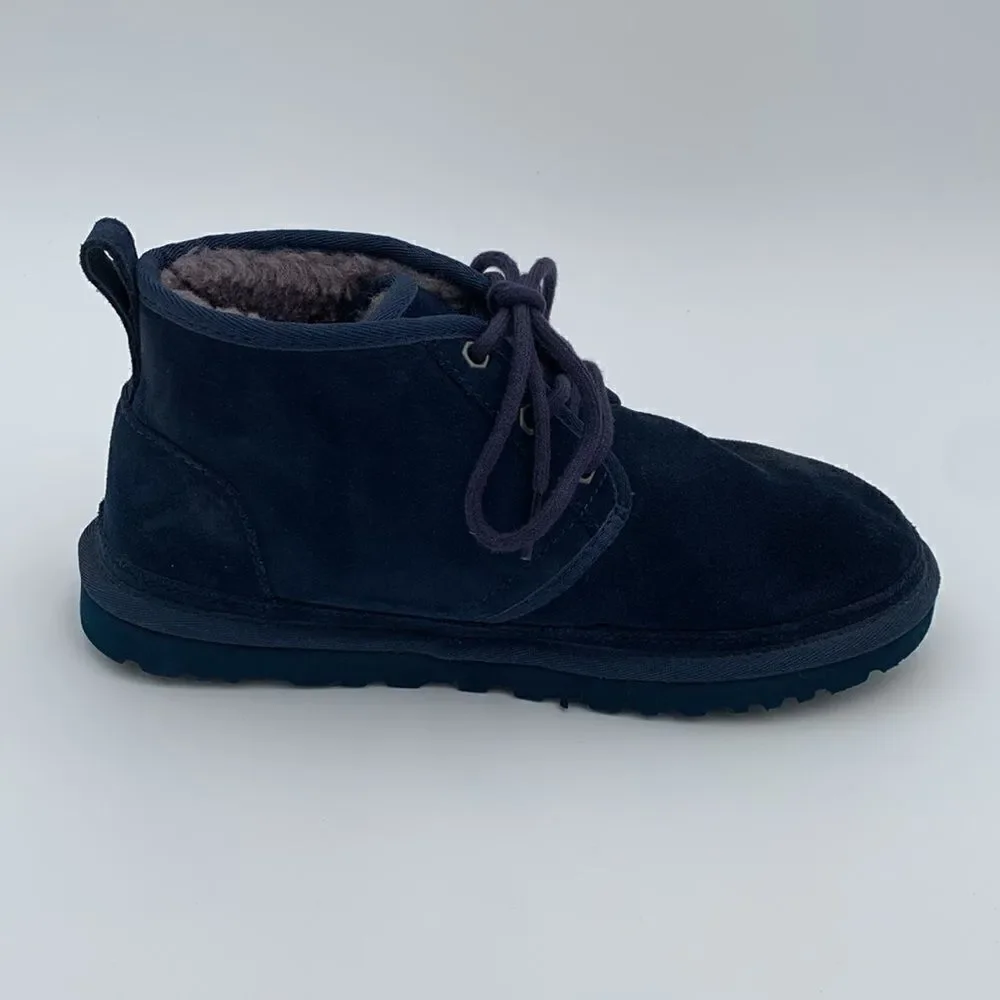 UGG Neumel dark blue suede leather shearling wool lined lace up men’s 7